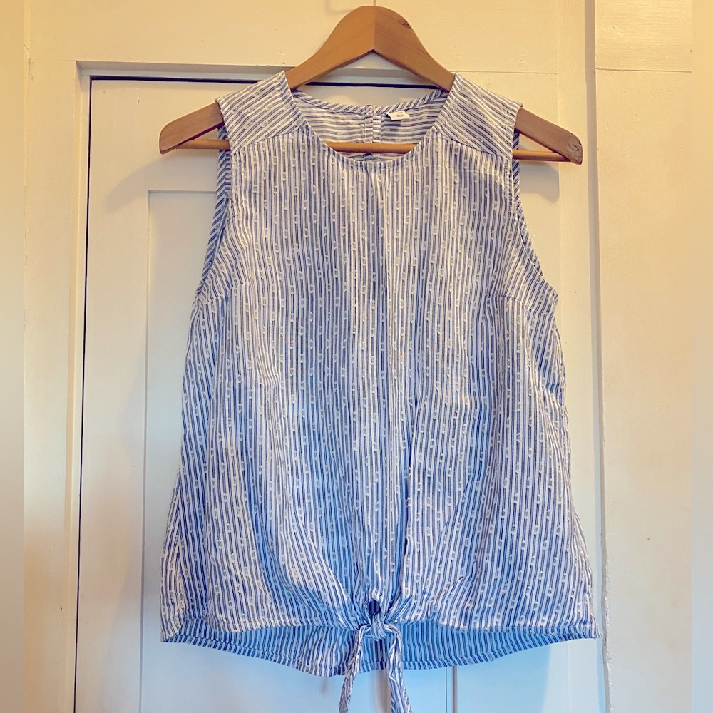 Old Navy blue and white striped top